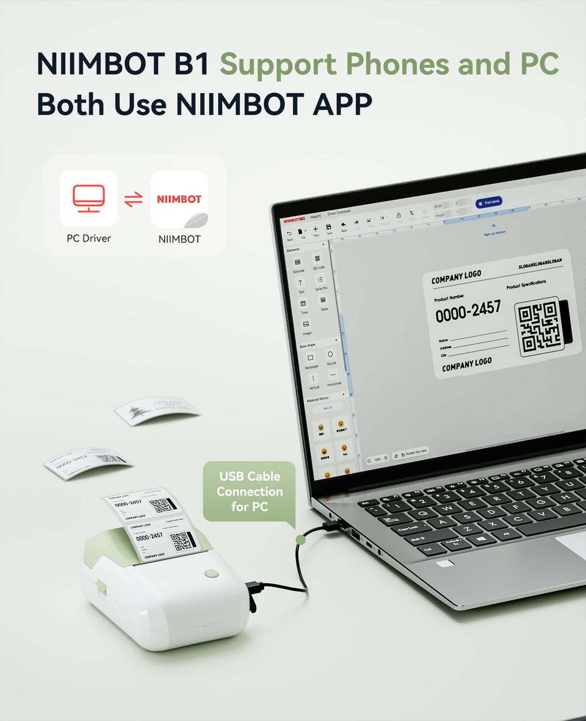 NIIMBOT B1 Label Maker Machine, 2 Inch Bluetooth Sticker Printer