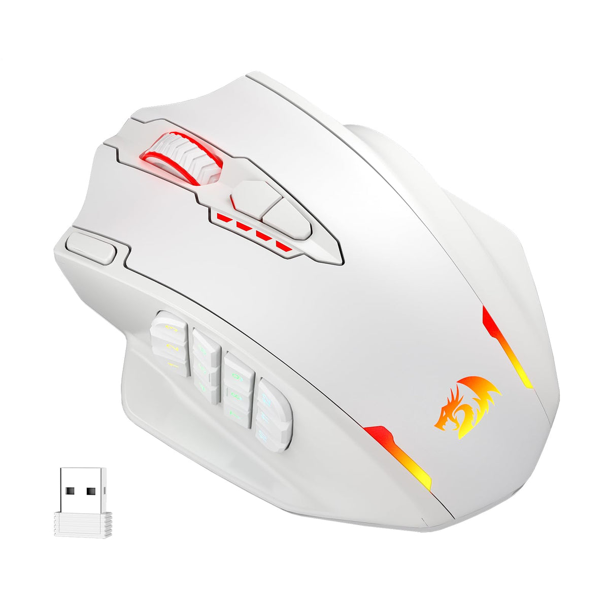 Redragon M908 Impact RGB LED MMO Gaming Mouse With 12 Side Buttons, Optical Wired Ergonomic Mouse with Max 12,400DPI, High Precision, 18 Programmable Macro Shortcuts, Comfort Grip