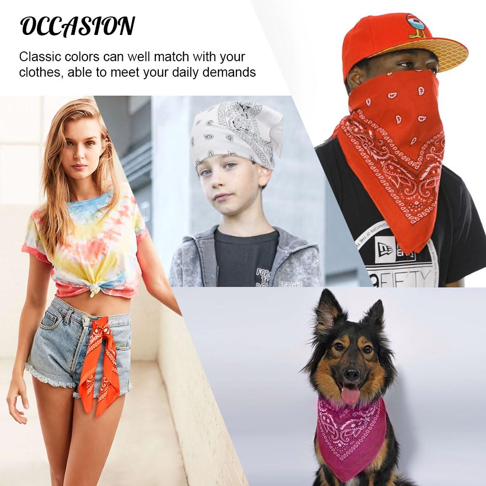 Aomig Bandana Head Scarf for Men and Women, Stylish Cowboy Headband Handkerchief, Multi-purpose Hair Scarf Paisley Print Unisex Headwraps, Bib Party Face Covering Headwear for Motorcycling