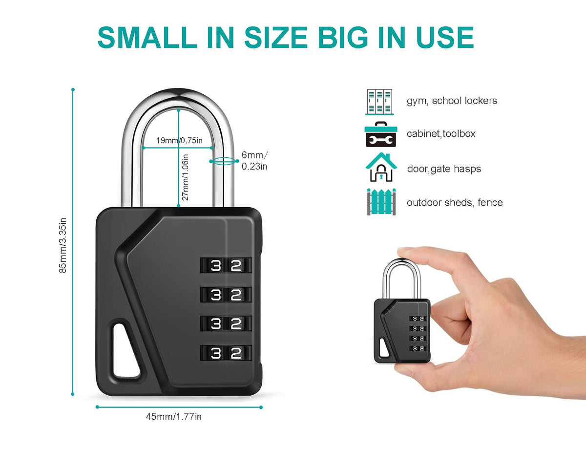ZHEGE Combination Padlock, 4 Digit Coded Padlock (Sky Blue)