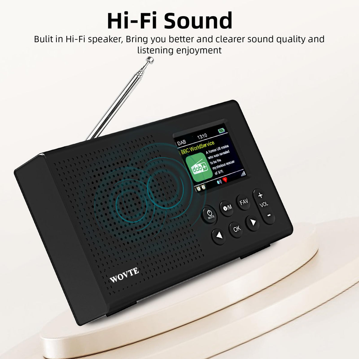 DAB Radio Portable, WOVTE DAB+ Digital Radio Rechargeable FM Radio
