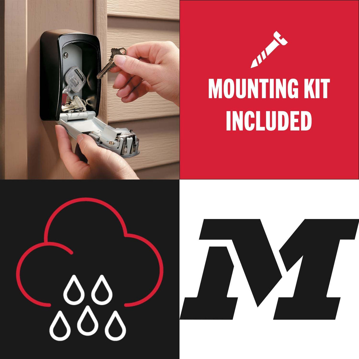 MASTER LOCK Portable Key Safe with Shackle, Medium 90 x 157 x 40 mm, Outdoor, for Home Office Industries Vehicles