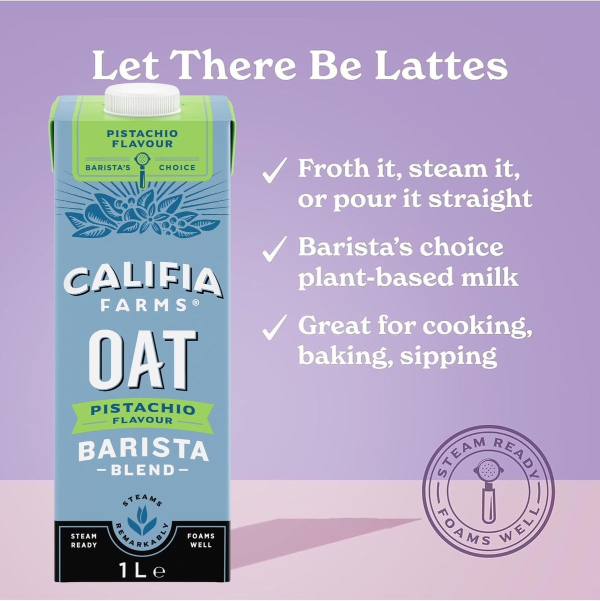 Califia Farms Oat Barista Blend with Calcium - Dairy Free, Lactose Free, Vegan (6 x 1L)