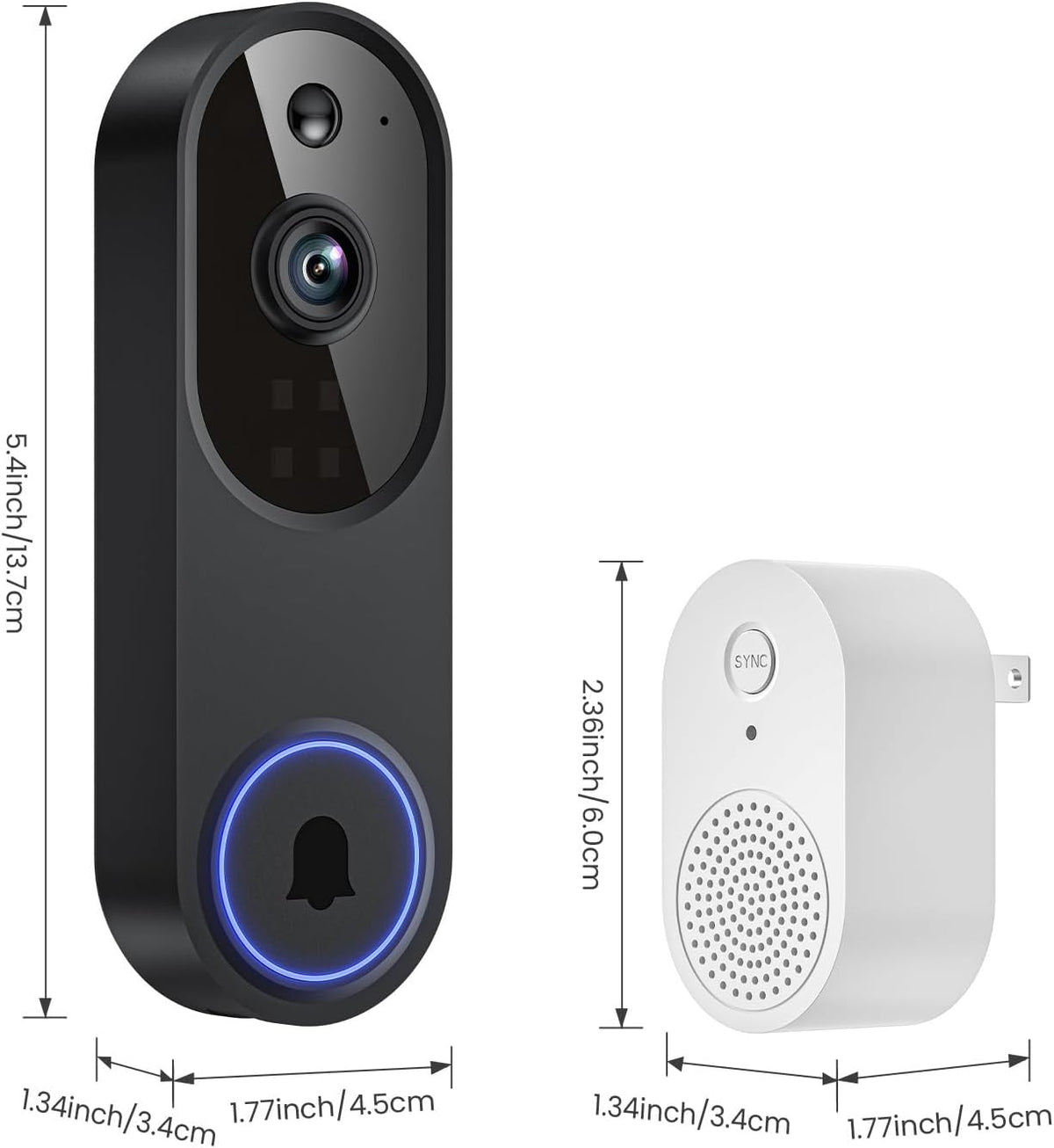 1080P Battery WiFi Video Doorbell Camera Wireless with Color Night Vision