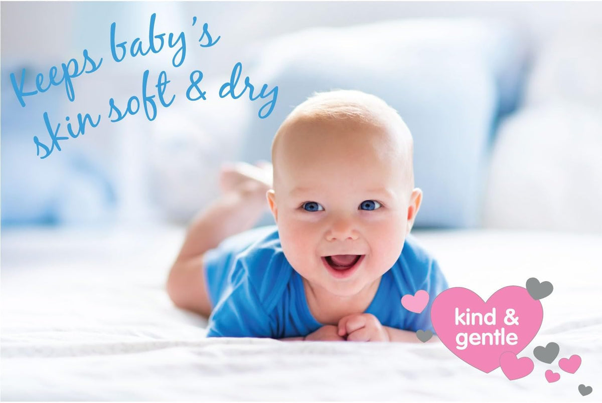 Cotton Tree Baby Powder - 100% Talc Free | Keeps Babies Skin Soft & Dry - Use After Nappy Changes or Bathtime | Kind & Gentle - Contains Vitamin E (White, 280g)
