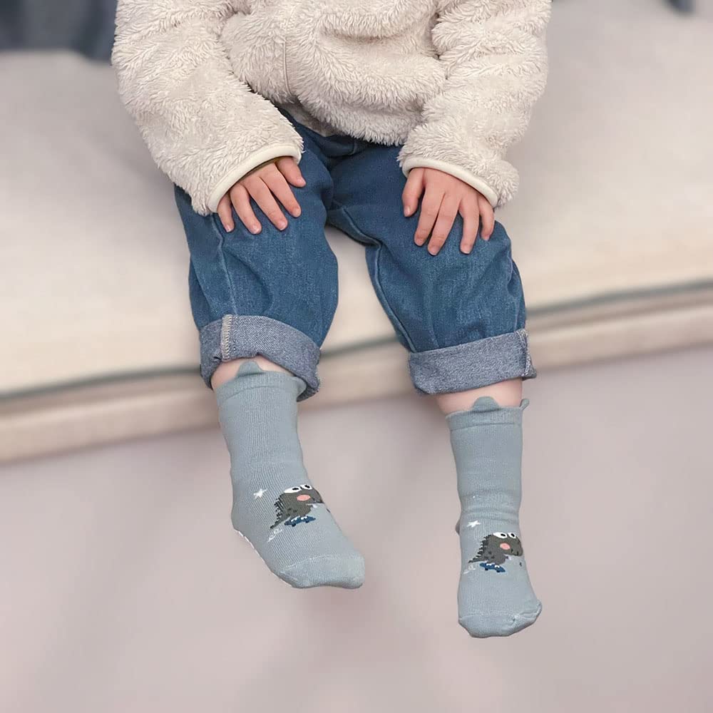 FedMois 5 Pairs Baby Kids Anti-slip Socks Cotton non skid Ankle Socks Animals