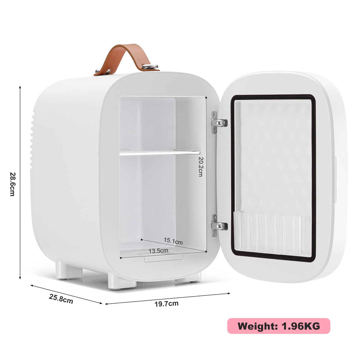 Enventor Mini Fridge 4L/ 6 Can, 3-Level Dimmable LED Mirror, AC+12V DC