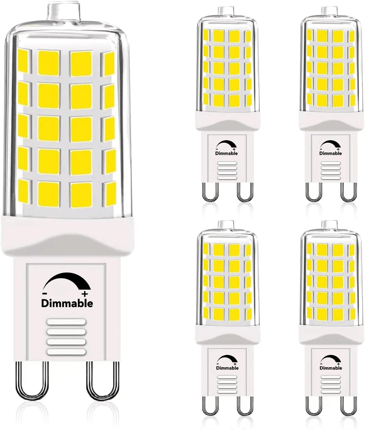 G9 LED Bulbs Dimmable Warm White 2700K, 230V 4W 450Lm T4 LED Bulb Equivalent to 40W Halogen Lamp, G9 Led Bulb No-Flickering Energy Saving for Chandelier, Ceiling Lights Home Lighting Decor 5Pcs