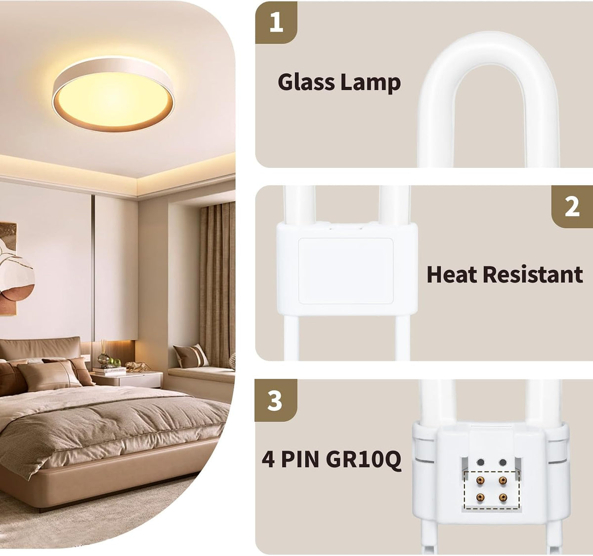 Ddlisu GR10q 4 Pin Light Bulb 28W 3500K Warm White, 1 Pack