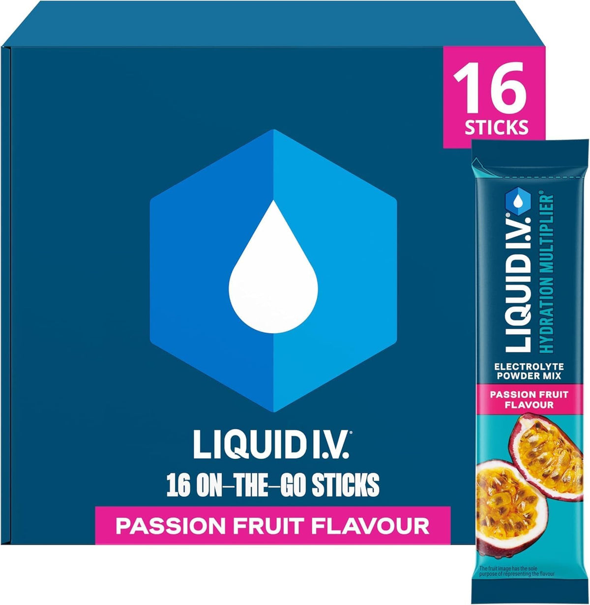 Liquid I.V. Hydration Multiplier Electrolyte Mix, Passion Fruit, 16 Sticks