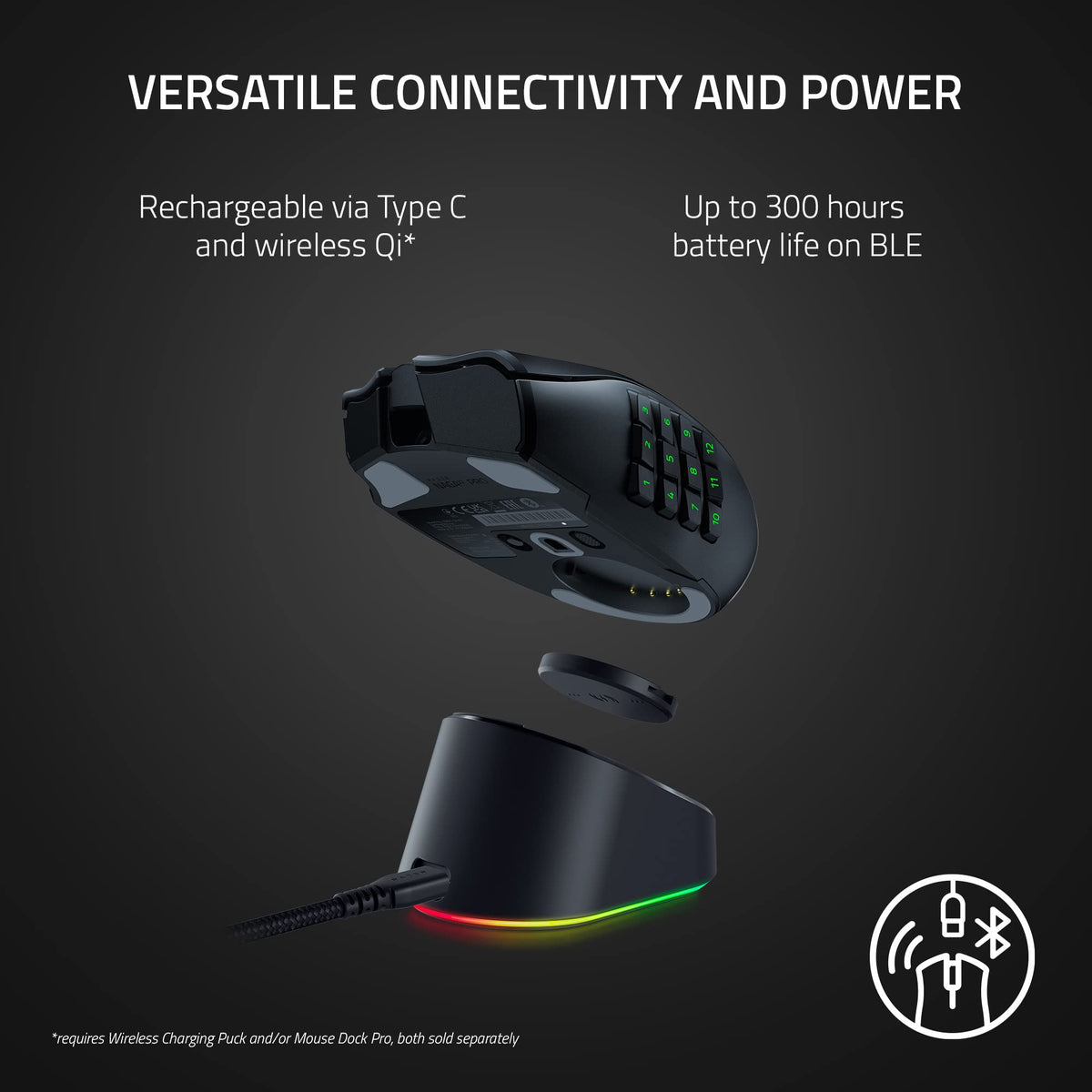 Razer Naga X - Ergonomic MMO Gaming Mouse with 16 Programmable Buttons (2nd Gen Optical Mouse Switches, Advanced 5G Optical Sensor, 85g Ergonomic Design, RGB Chroma, Speedflex Cable) Black