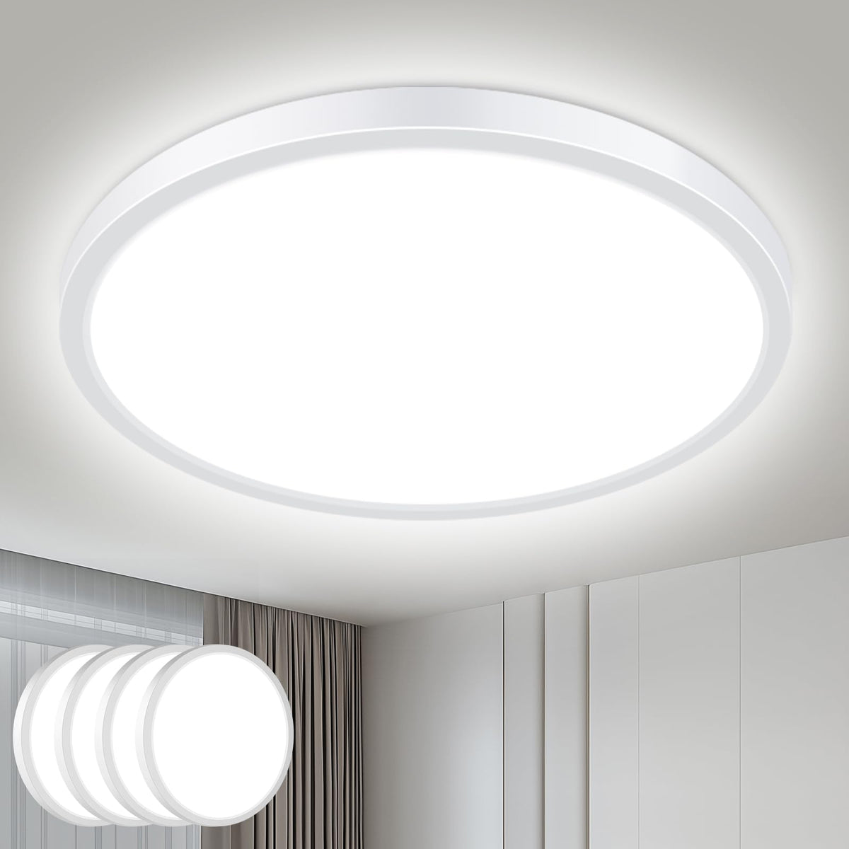 hepside 2 Pack Bathroom Ceiling Light 30cm, 3000K/3500K/4000K/5000K/6500K 5CCT LED Ceiling Lights, 24W, Modern, Waterproof, Round Flush Mount for Bathroom, Kitchen, Bedroom, Hallway
