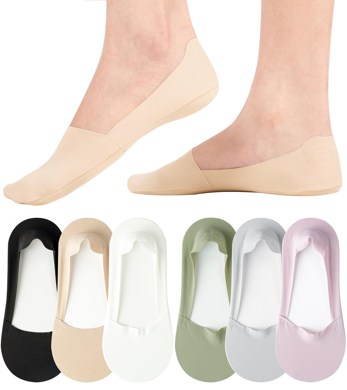 No Show Trainer Socks Womens, Non Slip Invisible Socks for Ladies