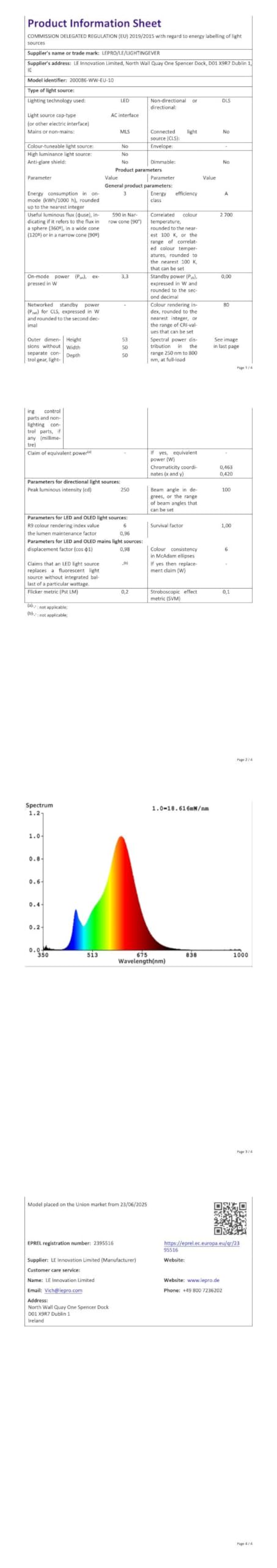 Lepro GU10 LED Bulbs A Rated, Cool White 6500K, 590LM,3.3W (50W Equivalent)