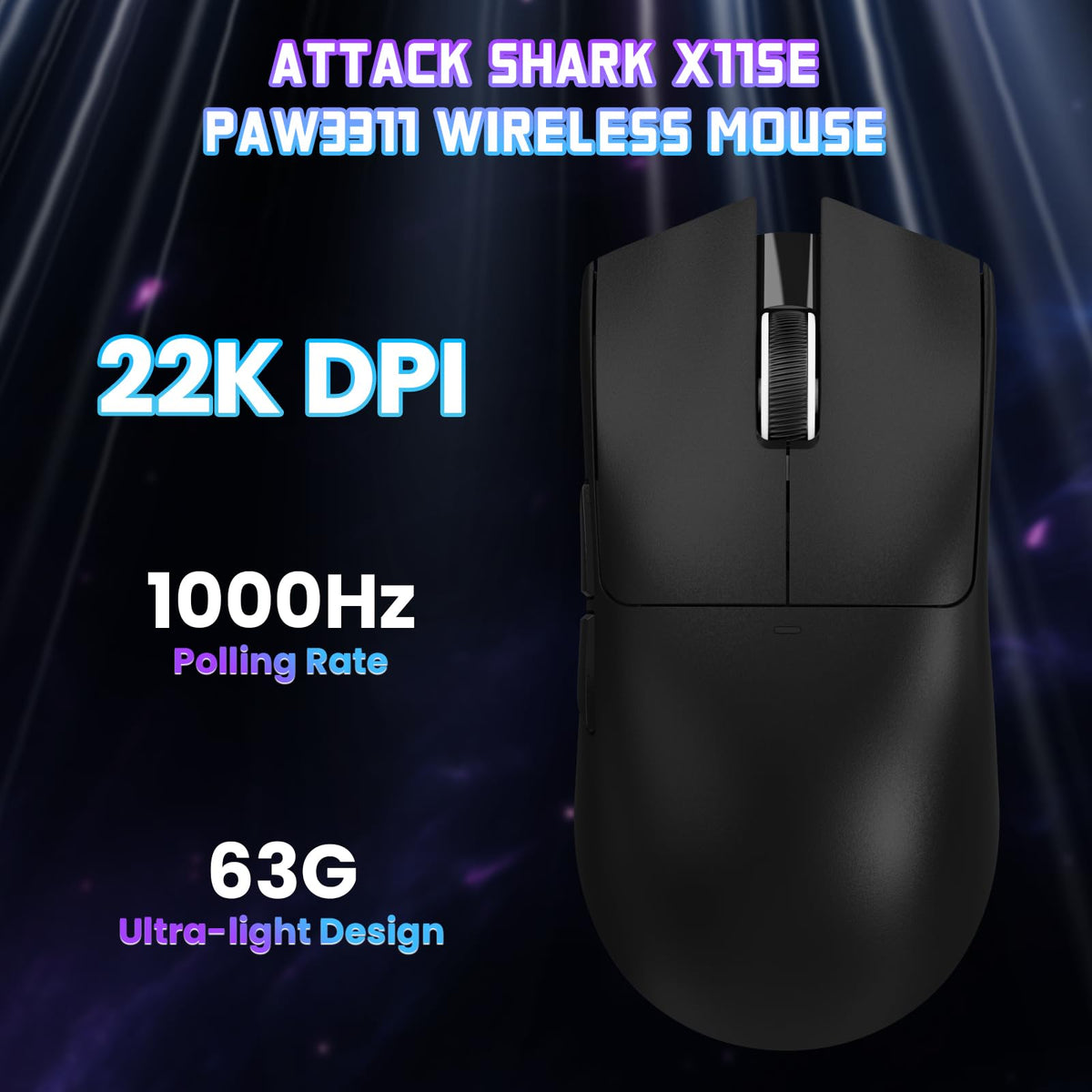 ATTACK SHARK X11SE Wireless Gaming Mouse, 63g Superlight With PixArt PAW3311 Sensor, 22000 DPI, Tri-Mode BT/2.4Ghz/Wired, 1000Hz Polling rate, 300mAh Battery, Dual Driver, for PC/PS/Mac (Berry Red)