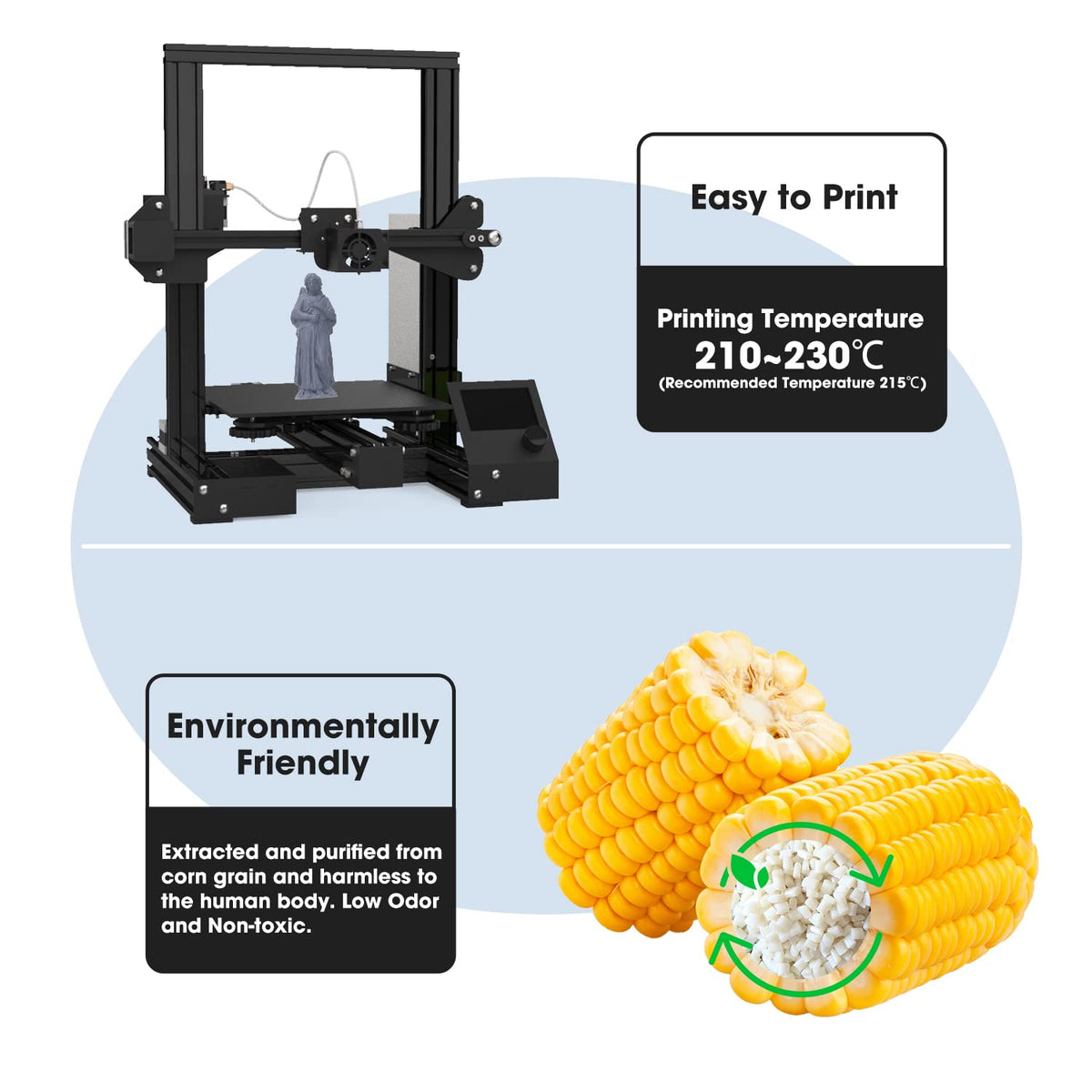 3DHoJor PLA+ PLA Plus Filament 1.75mm 1kg(2.2lbs) for 3D Printers,Yellow