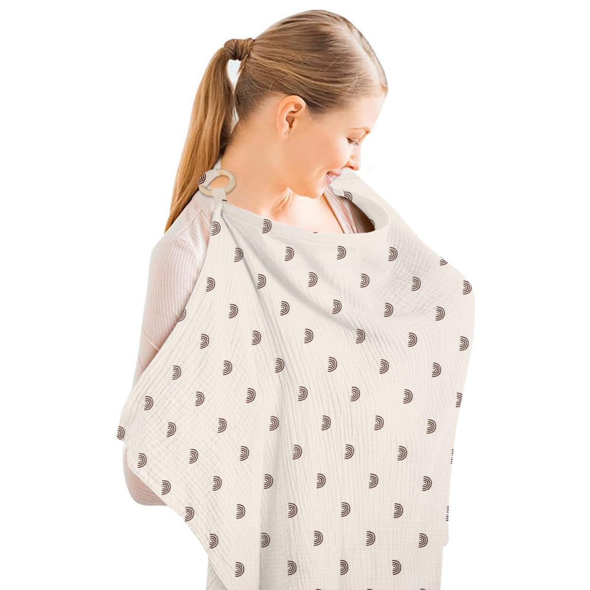 Aolso Breastfeeding Cover Nursing Cover, Muslin Cotton Soft Breathable Nursing Cover, Adjustable Strap Breast Feeding Coverall for Car Seat Blanket and Stroller Coverall (Green)