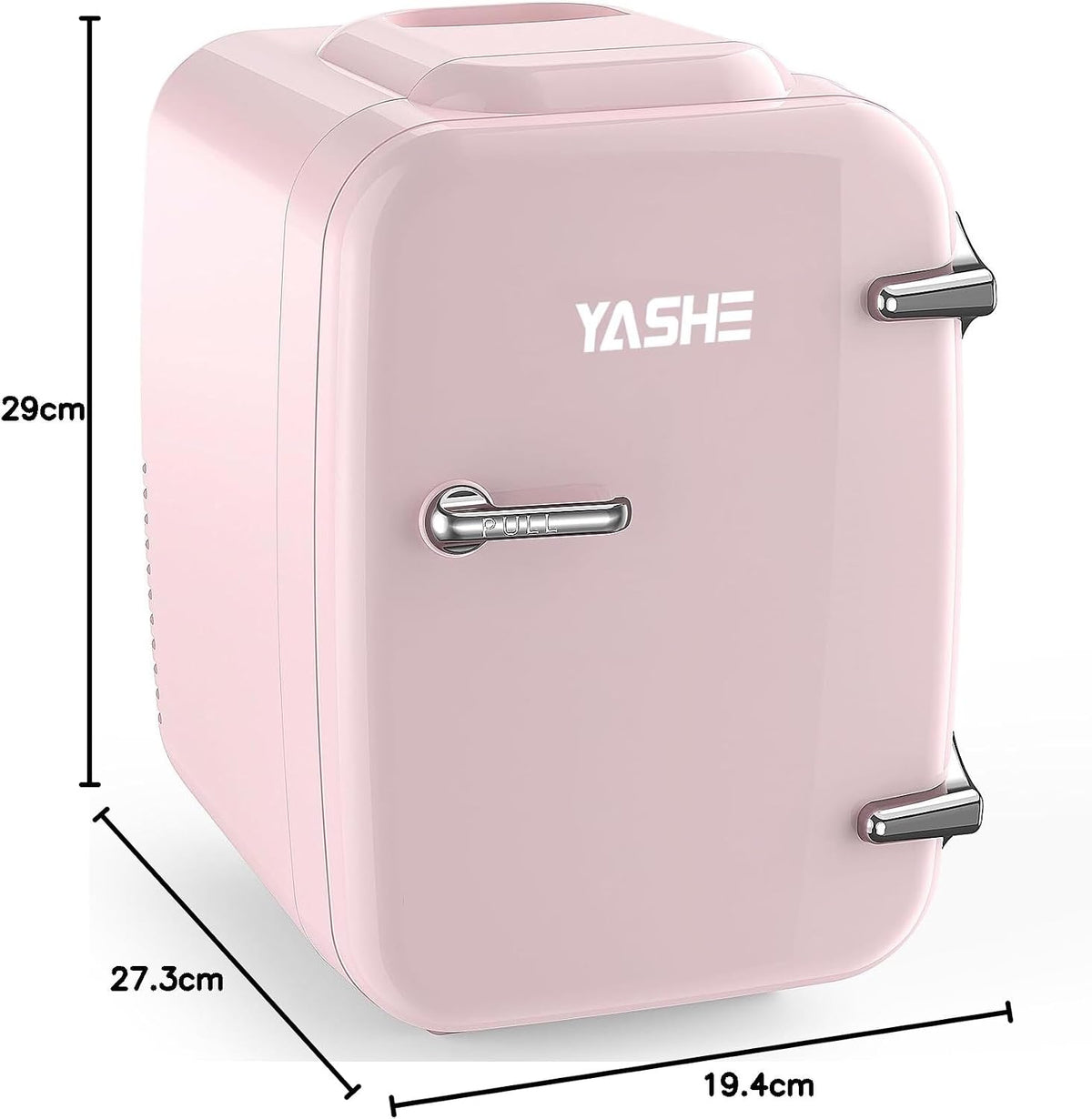 YASHE Mini Fridge, 4 Liter/6 Cans Portable Cooler and Warmer, AC/DC Power Small Fridge, Quiet Desk Skincare Fridge for Beauty Drinks Medicine, Mini Fridge for Bedrooms Office Dorm Car Travel, Pink