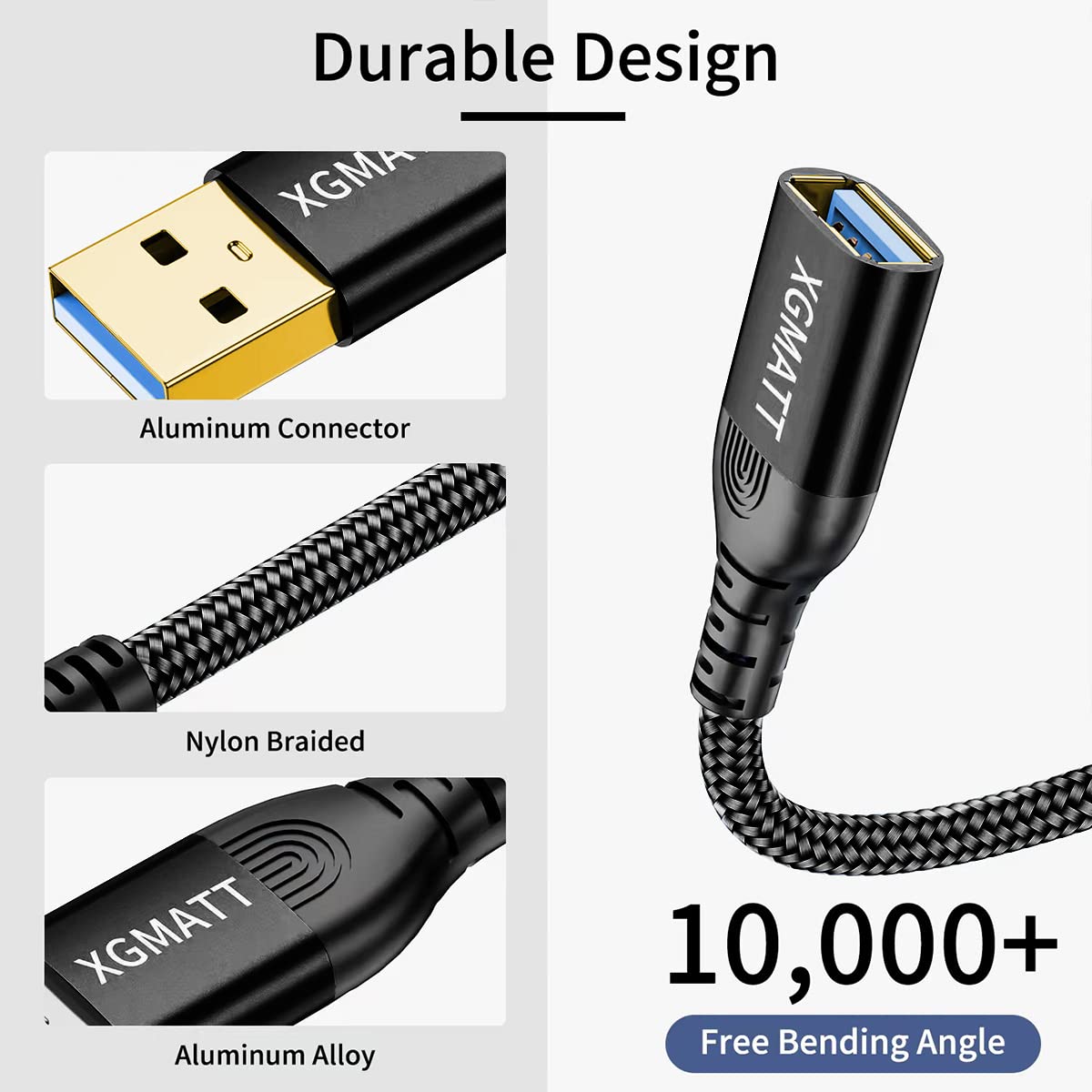 USB Extension Cable 2M 2Pack USB 3.0 Extender Male to Female Blue