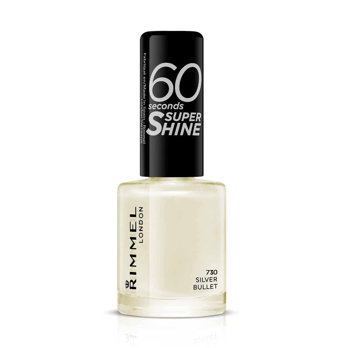 Rimmel 60 Seconds Super Shine Nail Polish, 740 Clear, Quick-Dry Nail Polish, Ultra-Shiny Finish, Easy to Apply, Vibrant Colour, Long-Wearing, Improved Formula, Vegan, 8ml