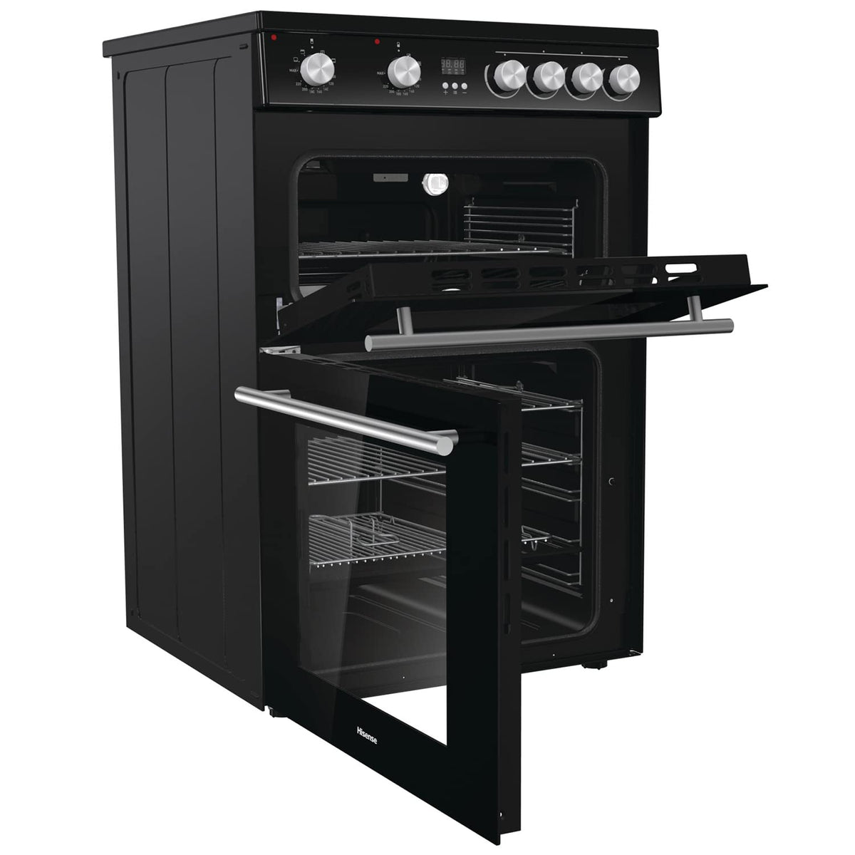 Hisense HDUKC60W 60cm Electric Cooker with Ceramic Hob-White, A Rated Double Oven 50L/80L [Energy Class A]