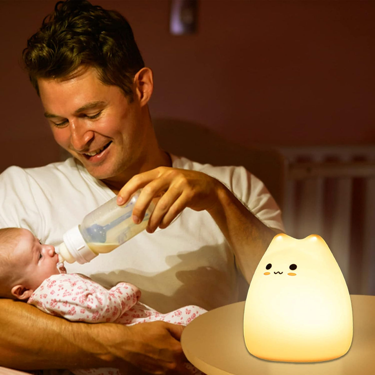 ZKLiLi Cat Night Light for Kids,Cute Night Lamp for Nursery,Squishy Silicone Touch Lights Portable, Gift for Birthday and Christmas for Kids Baby Children (Battery Cat)