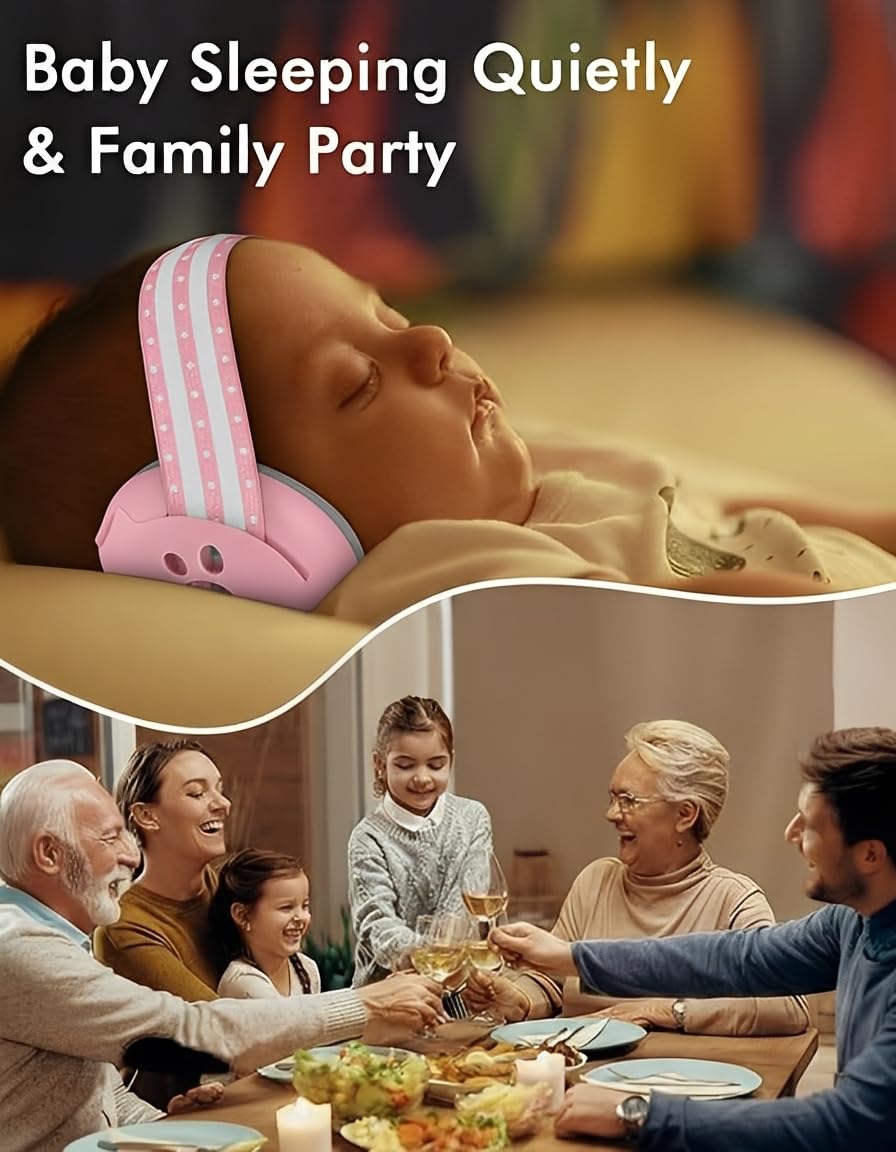 Baby Ear Defenders for 0-36 Months, Soft Adjustable with Noise‑Reduction