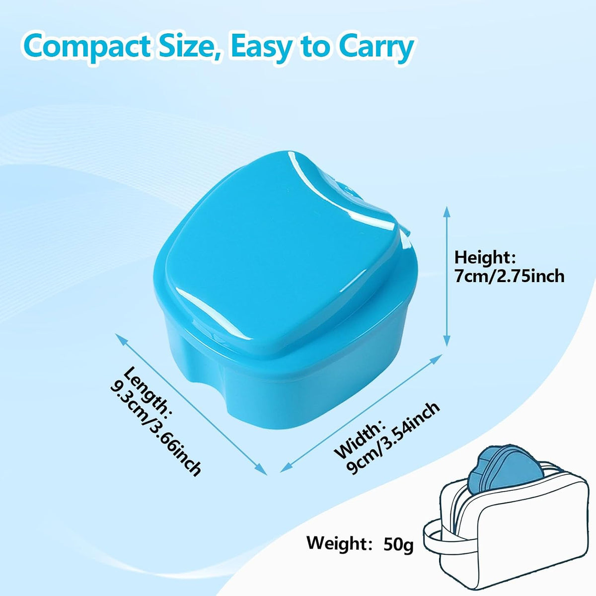chenqi Retainer Cup Holder Mouthguard Cleaning Case with Strainer Basket, Denture Bath Box Storage Cup Holder for Travel Cleaning