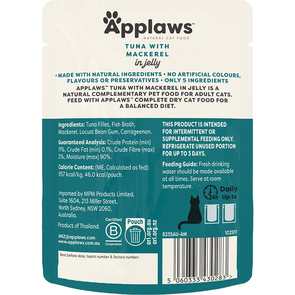 Applaws Tuna & Pacific Prawn Pouch 70G 12PK (Broth), Transparent