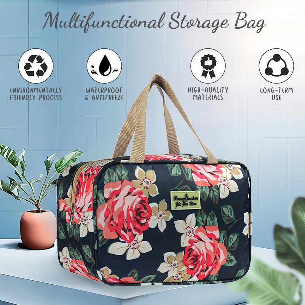 Aucuu Toiletry Bag, Large Full Size Toiletry Bag, Travel Hand-Held Make up Wash Bags, Portable Waterproof Toile-Try Kit, Bathroom Storage Case, Cosmetic Organizer for Travel, Camping for Women Girl