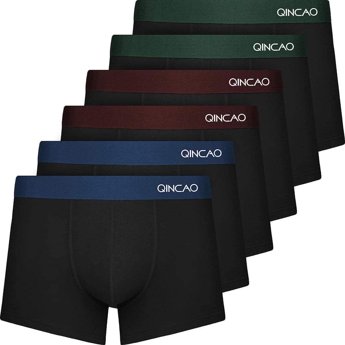 QINCAO Mens Boxers Briefs 6 Pack Combed Cotton Tagless Soft & Slim Fit