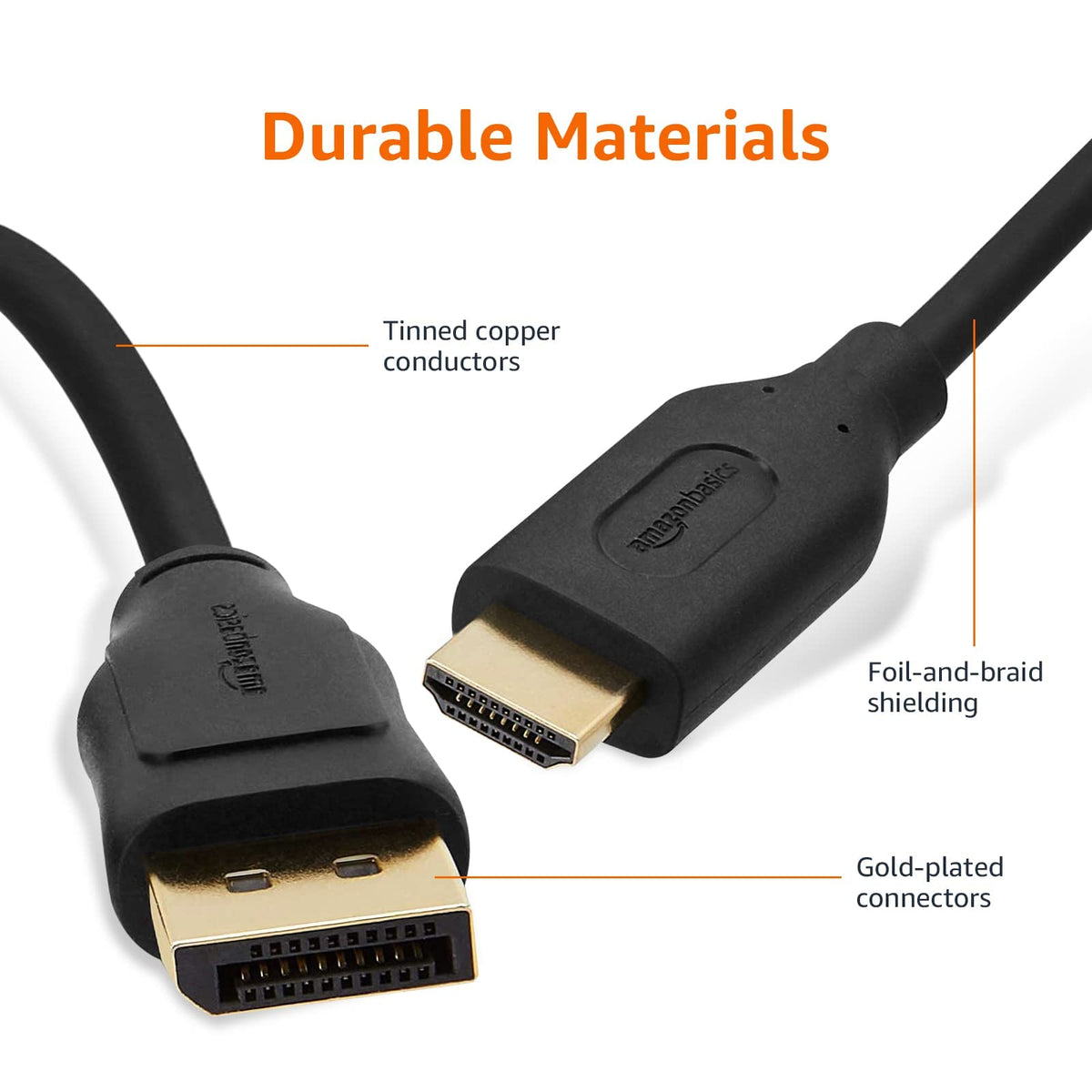 Amazon Basics DisplayPort to HDMI Display Cable, Uni-Directional, 4k@30Hz, 1920x1200, 1080p, Gold-Plated Computer Monitor Projector Plugs, 6 foot - Pack of 10, Black