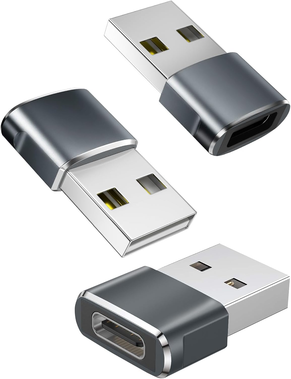 USB C to USB Adaptor, USB to USB C Adapter 3-Pack Charger Cable Converter