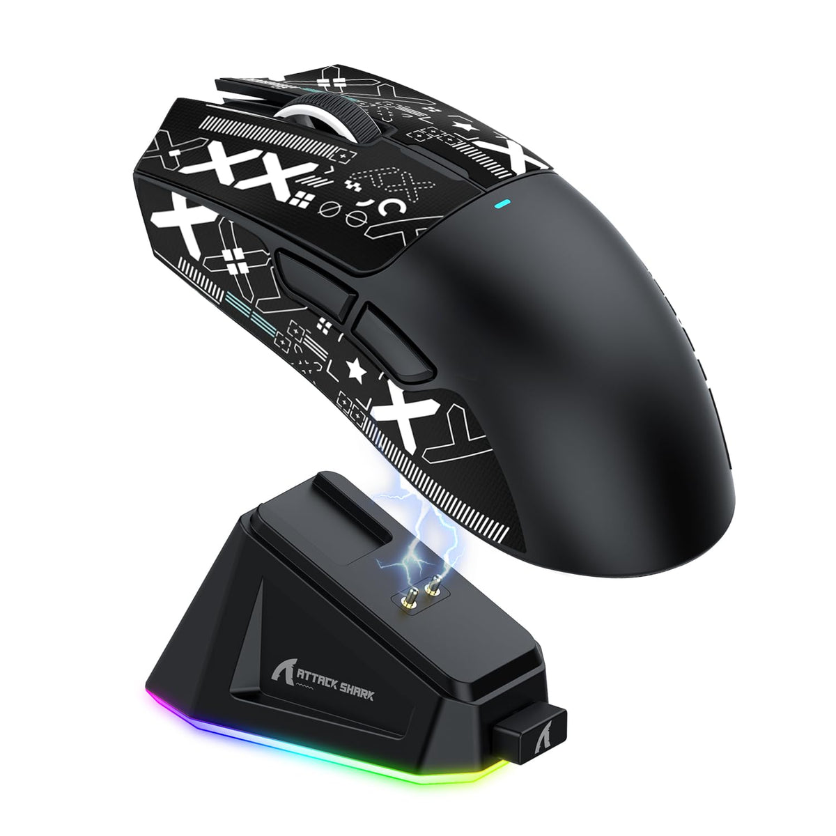 ATTACK SHARK X11 Gaming Mouse with Magnetic Charging Dock, PixArt PAW3311 Gaming Sensor, BT/2.4G Wireless/Wired Gaming Mouse with Mouse Grip Tape, 22000 DPI, Gamer Mice for Win11/Xbox/PS/Mac (Red)