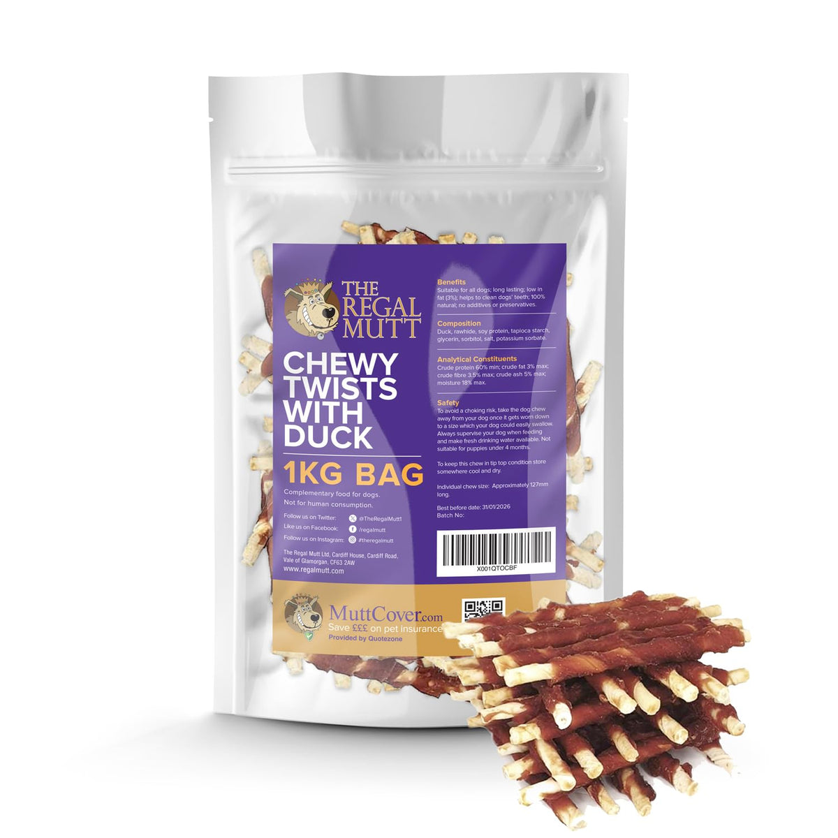 The Regal Mutt - Chewy Twists with Chicken - 1kg Bag