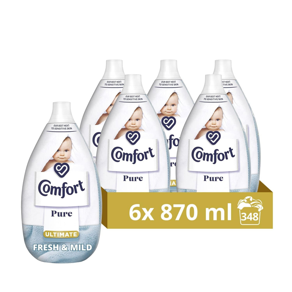 Comfort Pure Dreams Cashmere Soft Fabric Conditioner Dermatologist-Recommended Gentle Next to Sensitive Skin 48 washes(1.44 L) - Case pack of 6