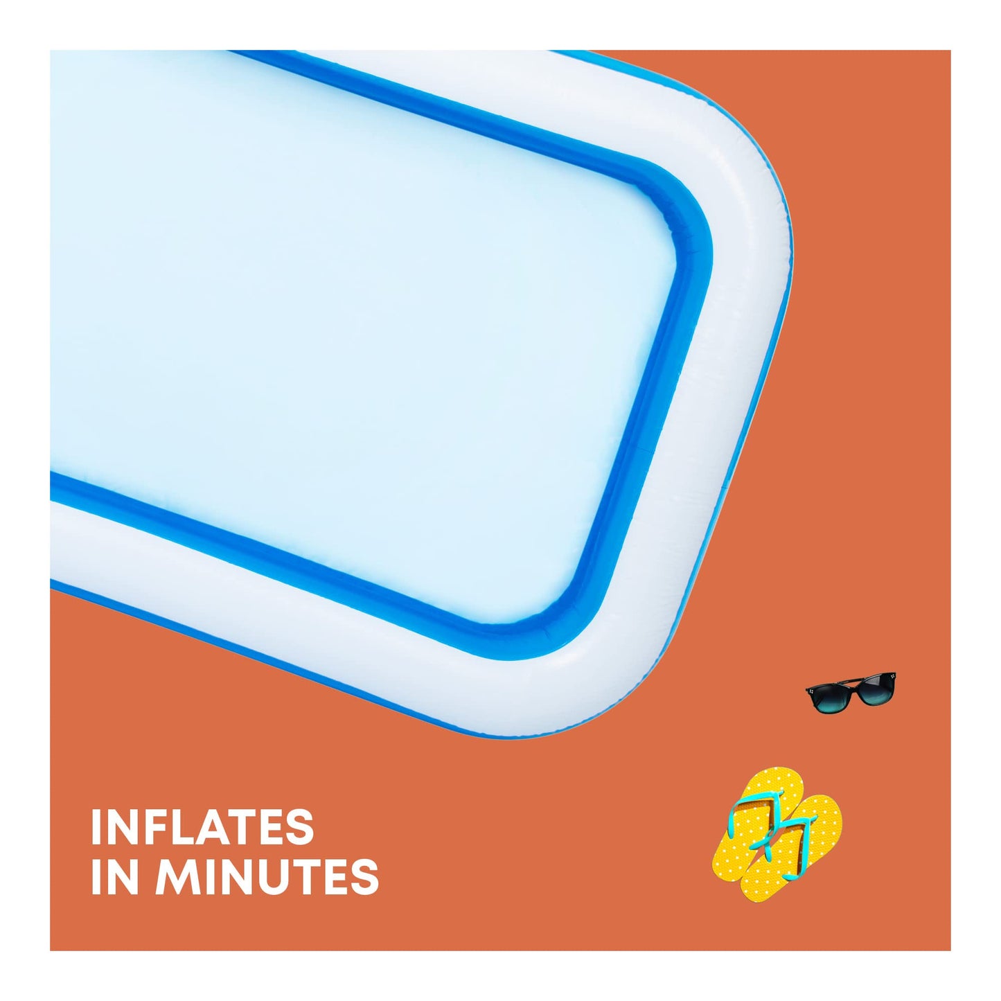 SPLASH! 8.5ft Rectangular Inflatable Swimming Pool — 780 Litre Capacity