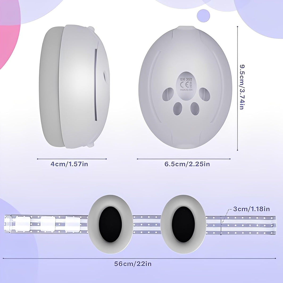 Baby Ear Defenders for 0-36 Months, Soft Adjustable with Noise‑Reduction