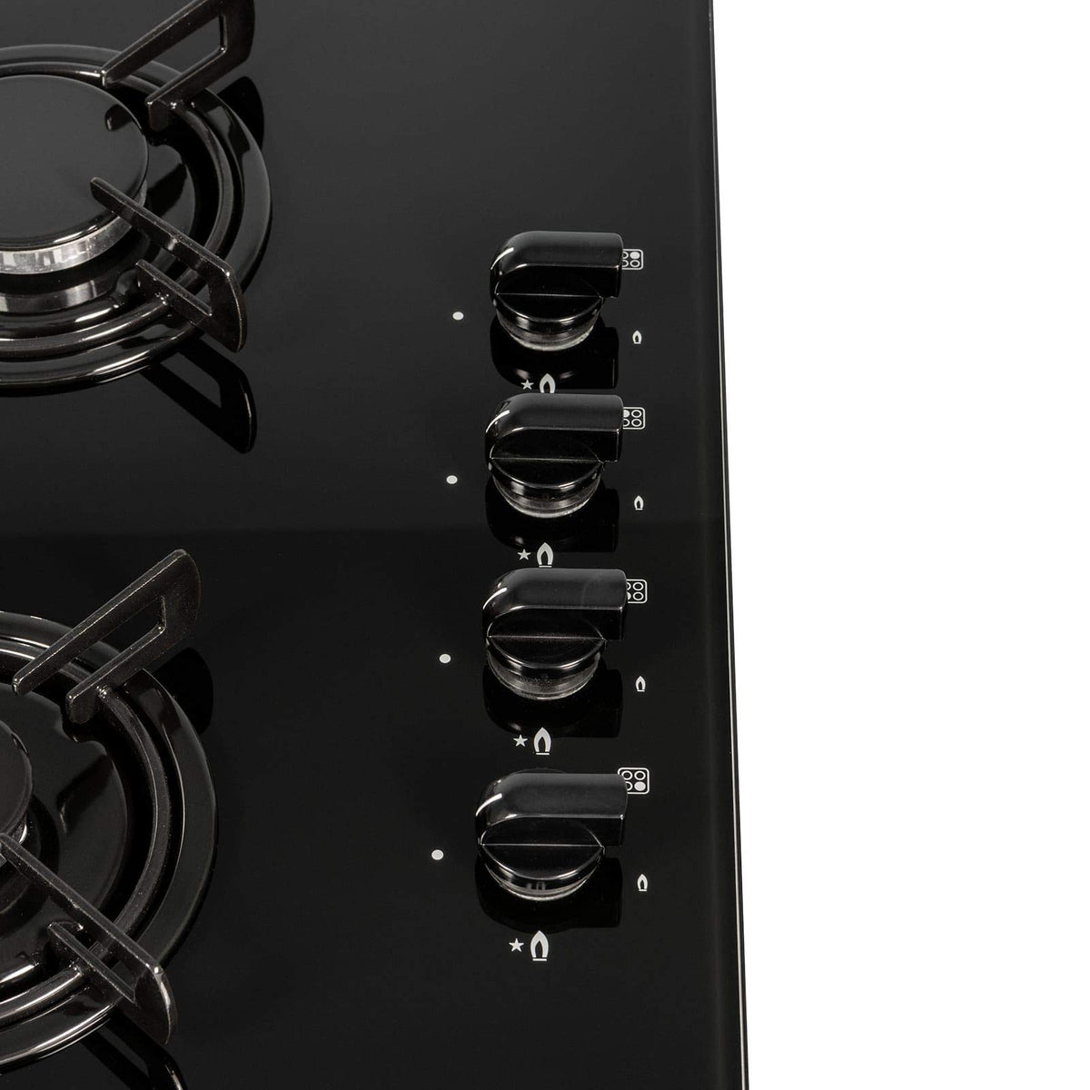 SIA GHG302BL 30cm 2 Burner Black Glass On Gas Domino Hob With Enamel Pan Stands