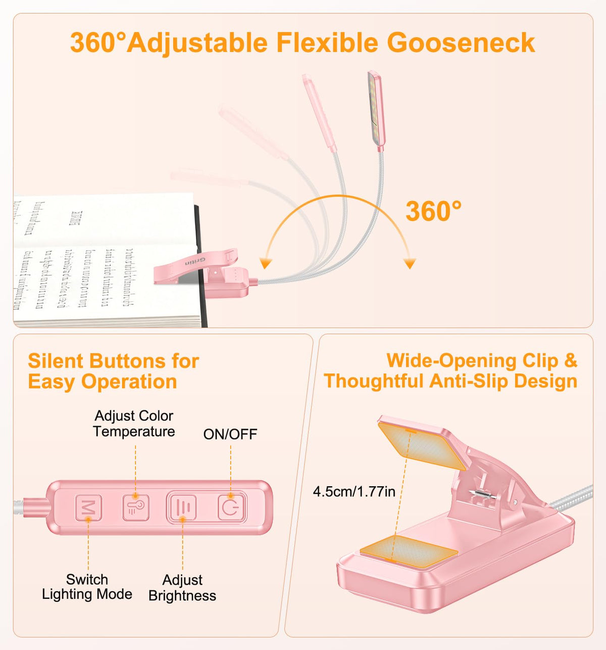 Gritin 2026 Gen 2 Book Light for Reading-30 Eye Caring Full Spectrum LED