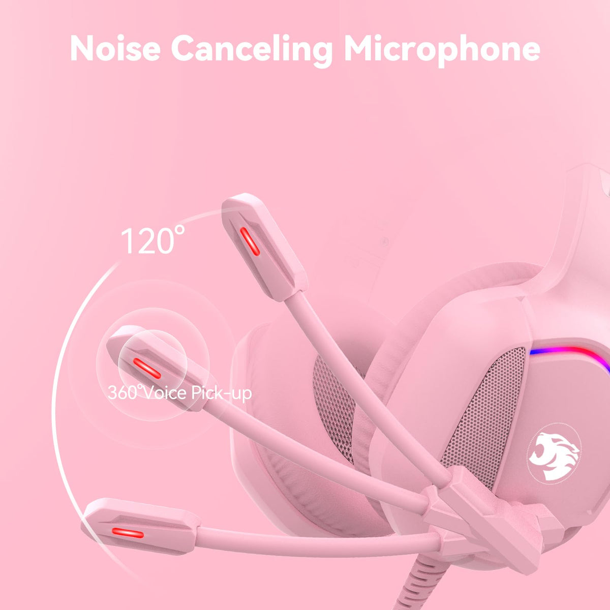 IMYB Gaming Headset with Microphone for Pc, Xbox One Series X/s, Ps4, Ps5, Stereo Wired Noise Cancelling Over-Ear Headphones with Mic, RGB, for Computer, Laptop, Mac, Gamer (White)