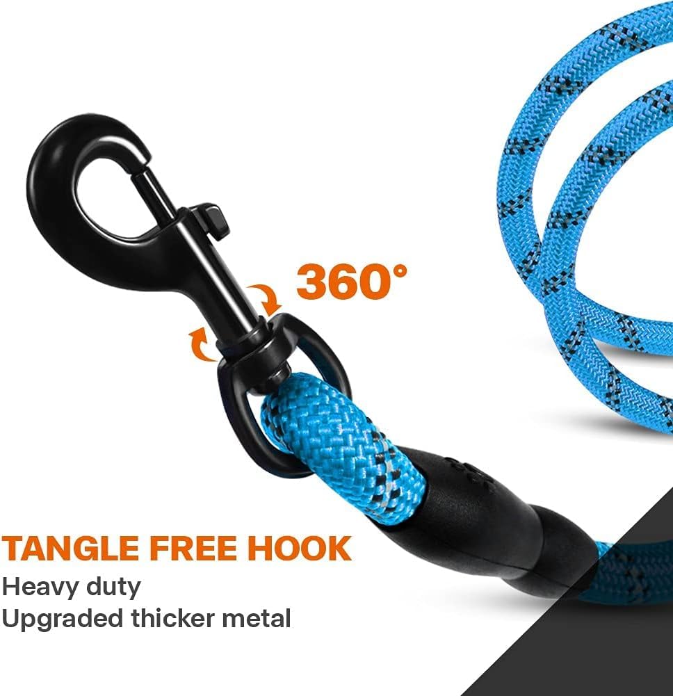 Taglory Rope Dog Lead with Soft Padded Handle – Reflective Rock Climbing Rope Lead for Small and Medium Dogs 120 cm 1.0 cm Black