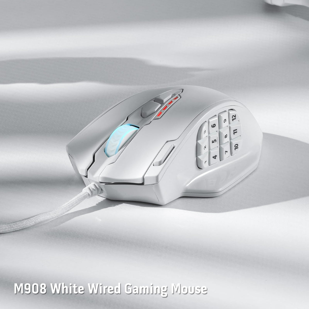 Redragon M908 Impact RGB LED MMO Gaming Mouse With 12 Side Buttons, Optical Wired Ergonomic Mouse with Max 12,400DPI, High Precision, 18 Programmable Macro Shortcuts, Comfort Grip