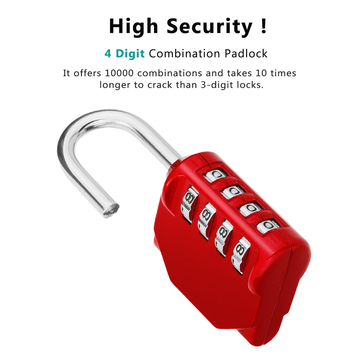 ZHEGE Combination Padlock, 4 Digit Coded Padlock (Sky Blue)