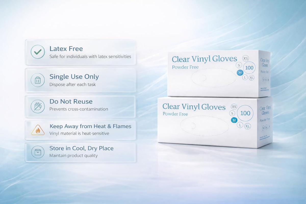 1ABOVE 100 Clear Vinyl Gloves Medium Latex-Free Powder-Free