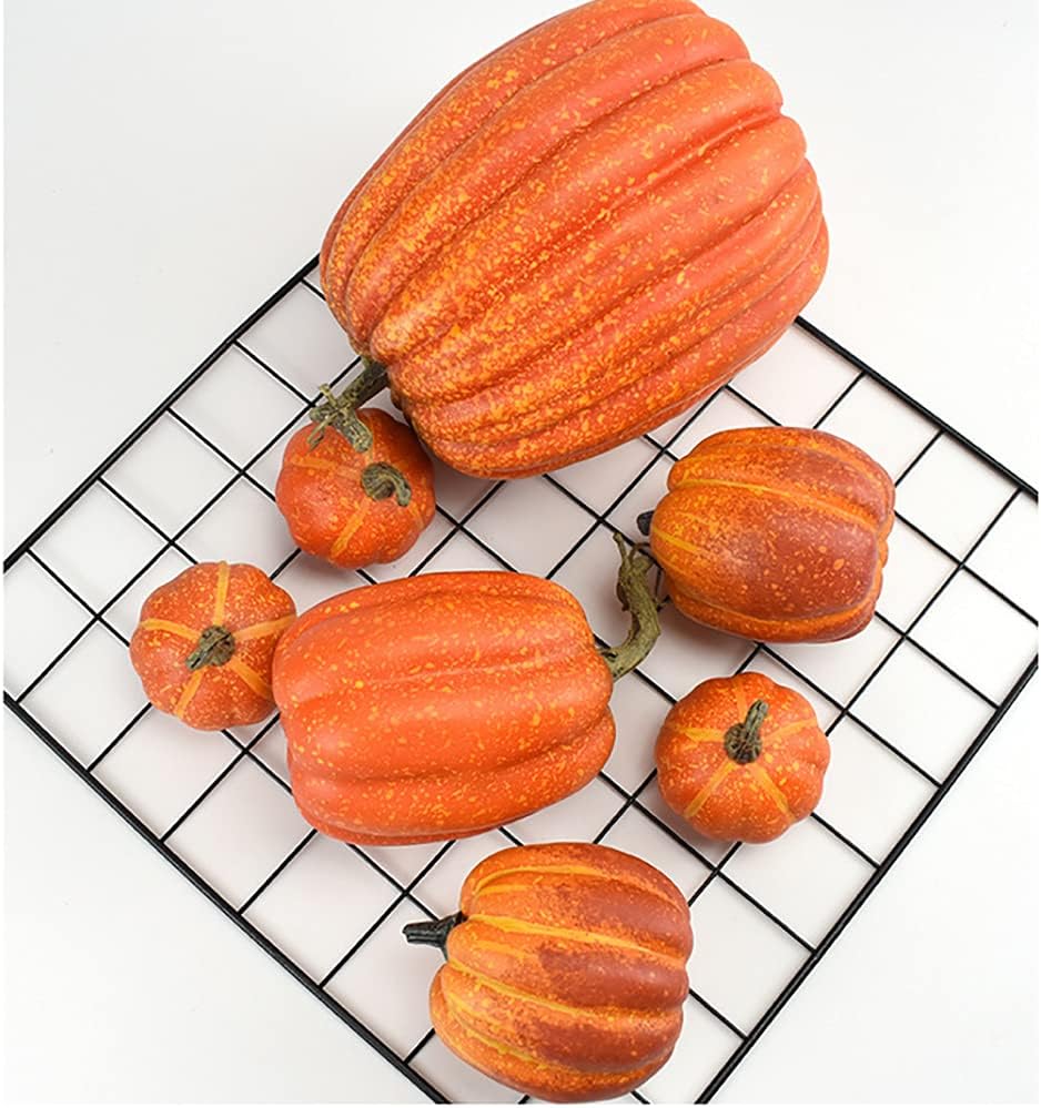 7Pcs Artificial Pumpkin,Fake Pumpkin,Autumn Decoration for Thanksgiving Halloween Christmas