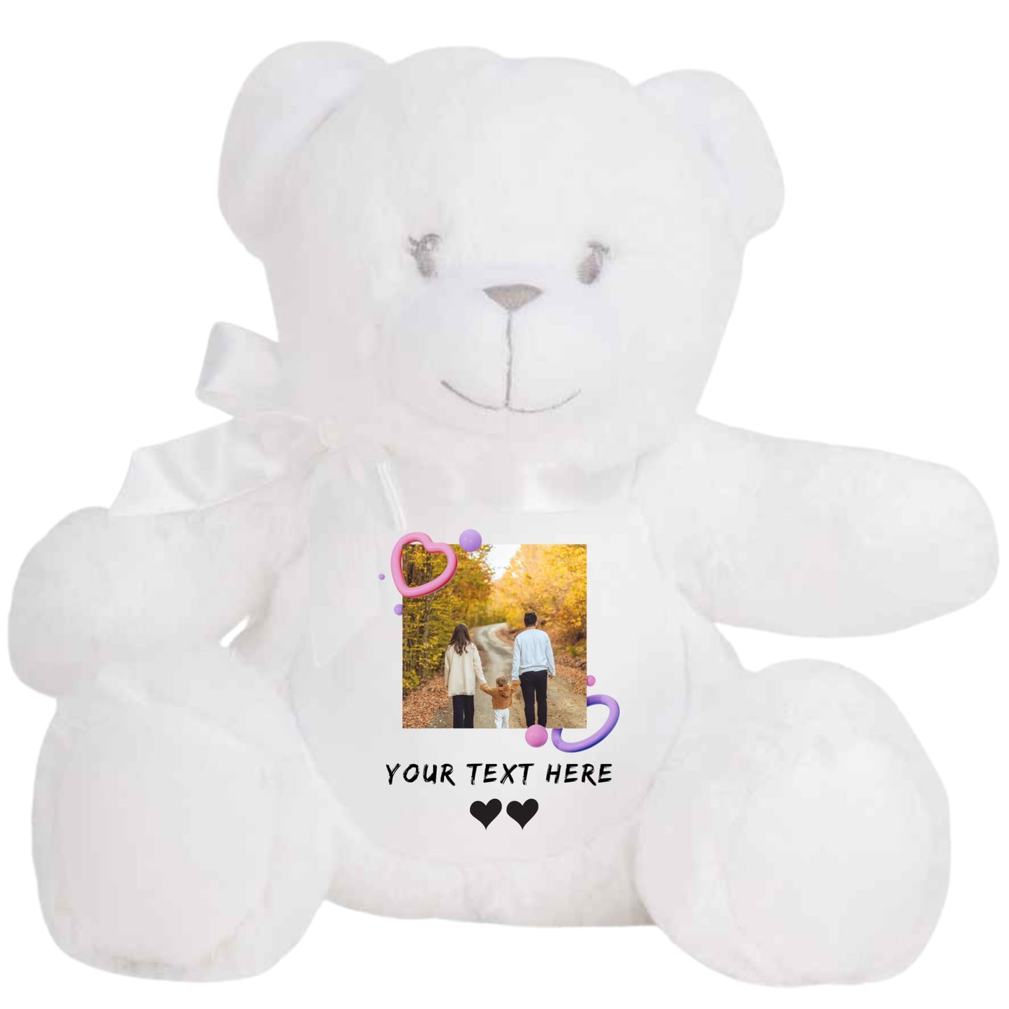 Personalized Teddy Bear with Photo and Text, Custom Plush Toy, Polyester, Memory Keepsake Soft Toy for Kids and Couples (Light Brown Teddy)
