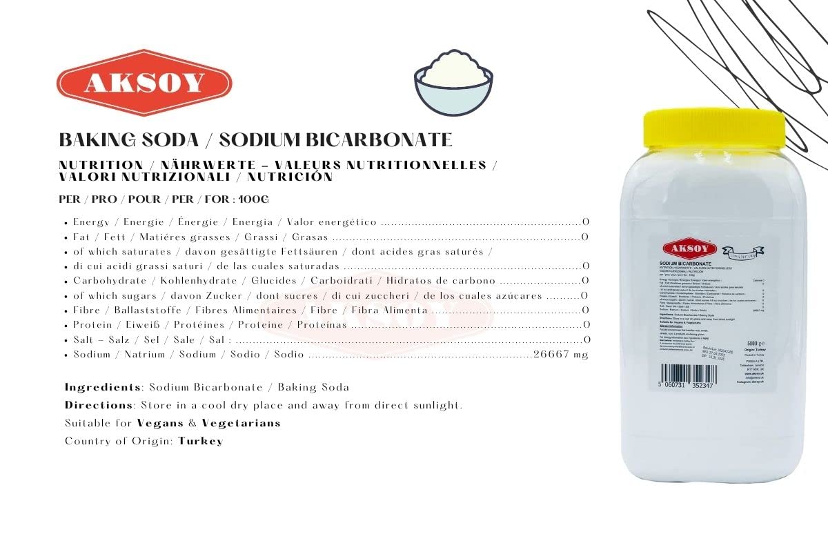 Aksoy Baking Soda 1.8KG Jar || Pure Sodium Bicarbonate Powder, Highest Purity, Food Grade – Versatile Baking Soda for Cooking, Baking, Cleaning, Deodorizing & More!
