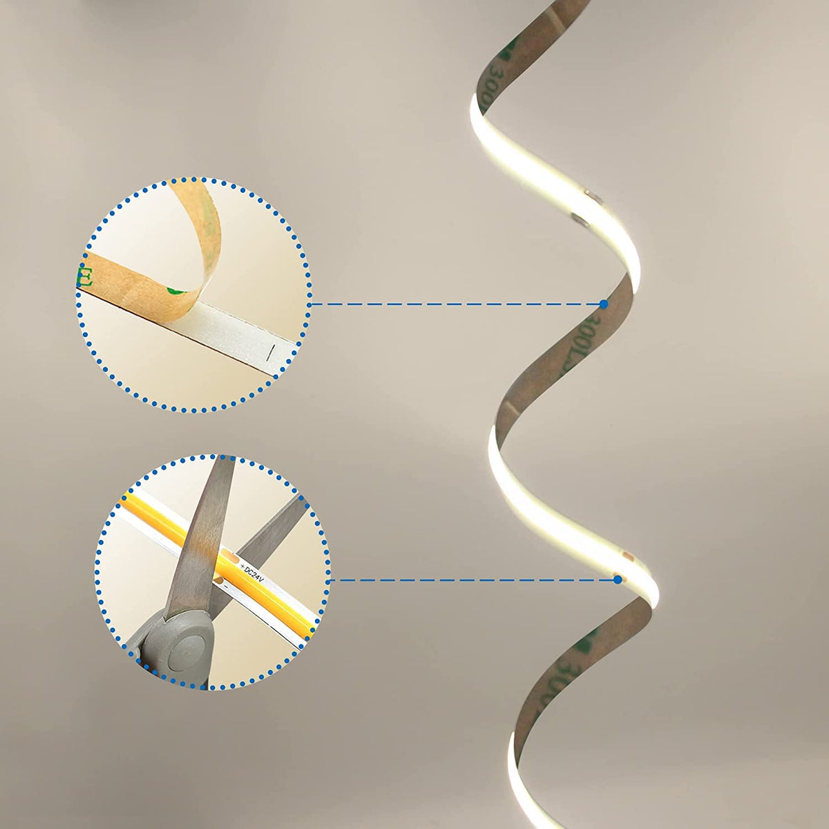 TTWAY COB LED Strip Lights 2700K, Dimmable LED Strip Kit, Super Bright 24V LED Tape Lights CRI90+ with RF Remote and UKCA Power Supply for DIY Home Decoration, 5M, 2400LEDs, Warm White.