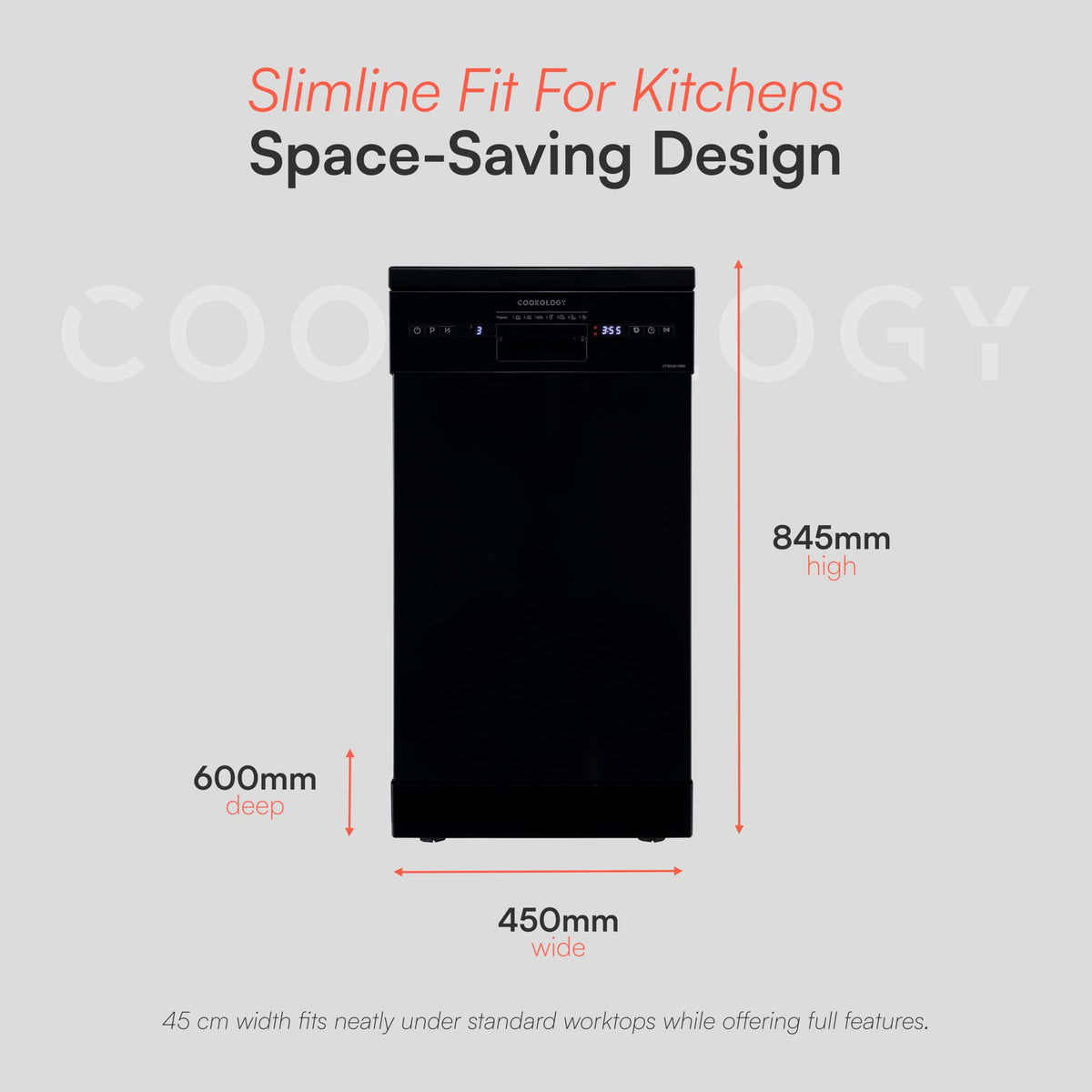Cookology 45cm Slimline Under-Counter Dishwasher - Stainless Steel